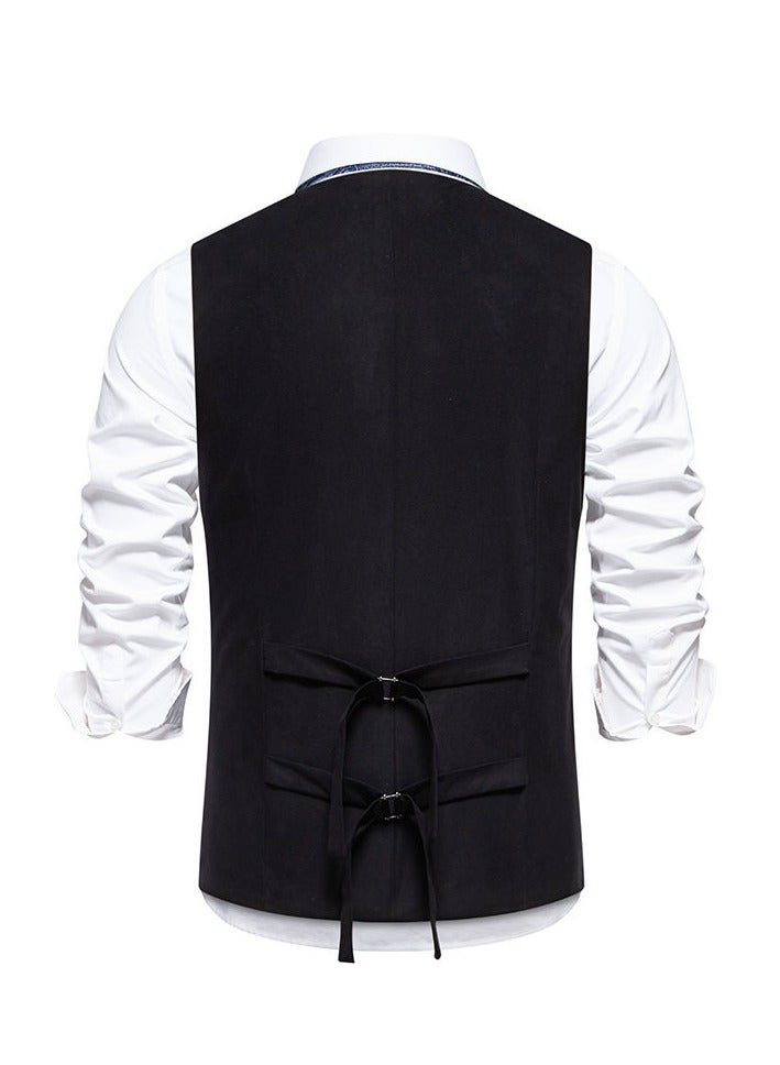 KUYING New Men's Retro V-Neck Fake Two Piece Vest  - Image 3