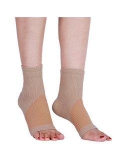 HY Ankle Compression Sleeve for Women Men, 20-30 mmHg Foot Sleeves for Ankle Heel Support Injury Recovery for Sports Achilles, Ankle Protection for Running Cycling Dancing Ankle Sports Socks (Beige M)  - Image 1