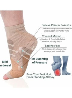 HY Ankle Compression Sleeve for Women Men, 20-30 mmHg Foot Sleeves for Ankle Heel Support Injury Recovery for Sports Achilles, Ankle Protection for Running Cycling Dancing Ankle Sports Socks (Beige M)  - Image 4