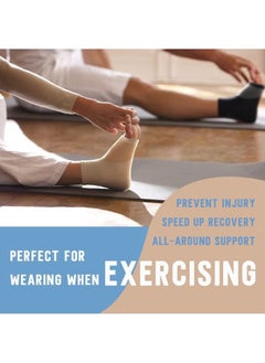 HY Ankle Compression Sleeve for Women Men, 20-30 mmHg Foot Sleeves for Ankle Heel Support Injury Recovery for Sports Achilles, Ankle Protection for Running Cycling Dancing Ankle Sports Socks (Beige M)  - Image 2