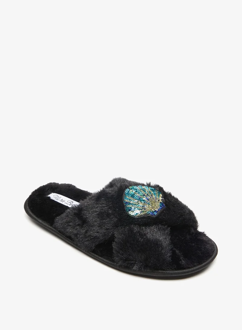 Flora Bella By Shoexpress Womens Sequin Embellished Cross Strap Bedroom Slides