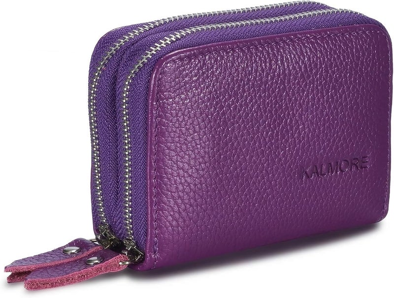 كالمور KALMORE Women's Genuine Leather RFID Secure Spacious Cute Zipper Card Wallet Small Purse - Image 1