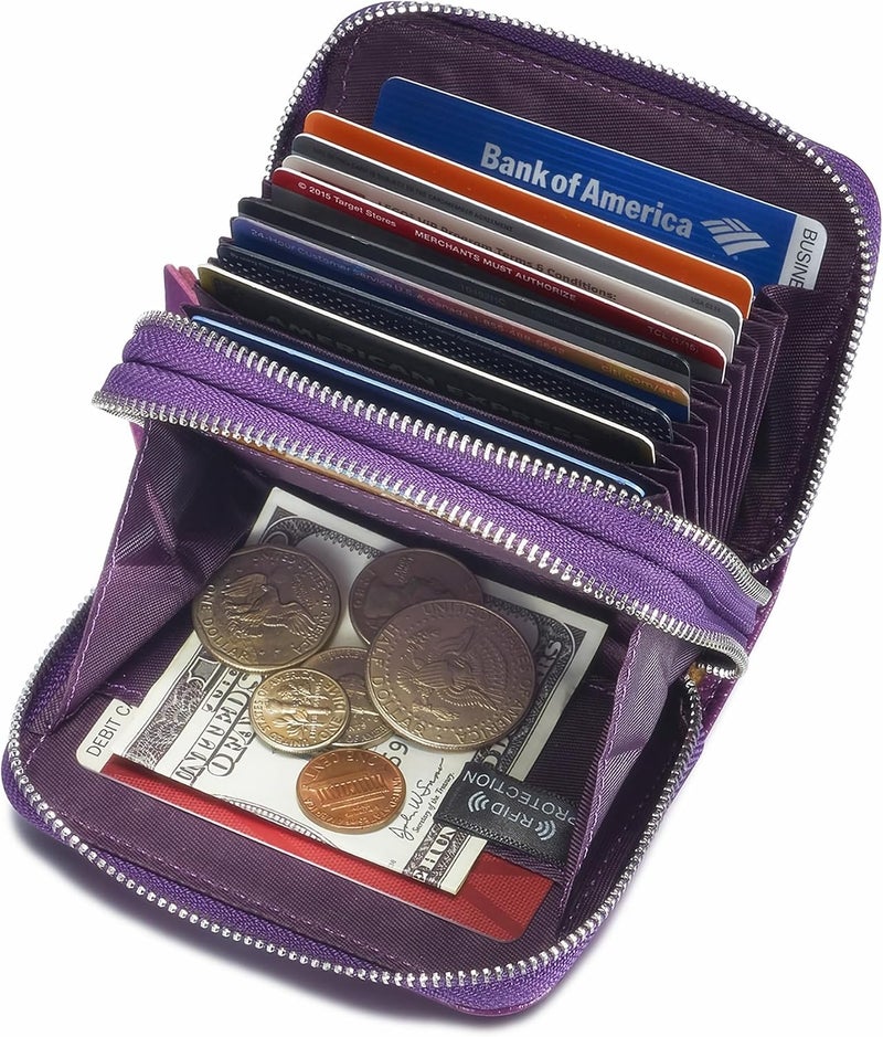 كالمور KALMORE Women's Genuine Leather RFID Secure Spacious Cute Zipper Card Wallet Small Purse - Image 4