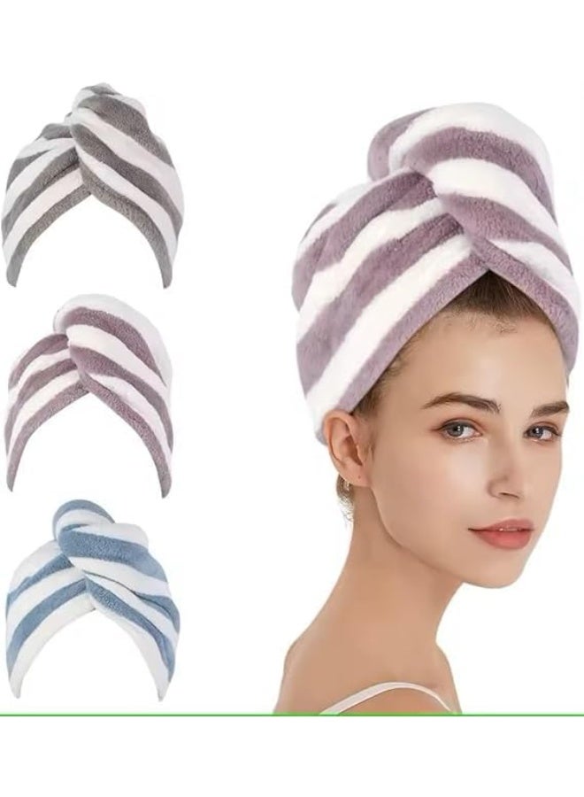 Microfiber Hair Towel for Adults and Women - Super Soft Microfiber Hair Towel with Super Absorbent and Super Absorbent Hair Towel with Button for Long Curly Hair - Multicolor - Image 1
