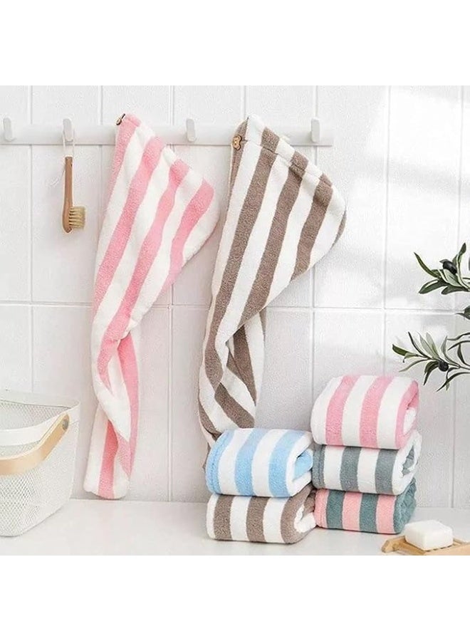 Microfiber Hair Towel for Adults and Women - Super Soft Microfiber Hair Towel with Super Absorbent and Super Absorbent Hair Towel with Button for Long Curly Hair - Multicolor - Image 3