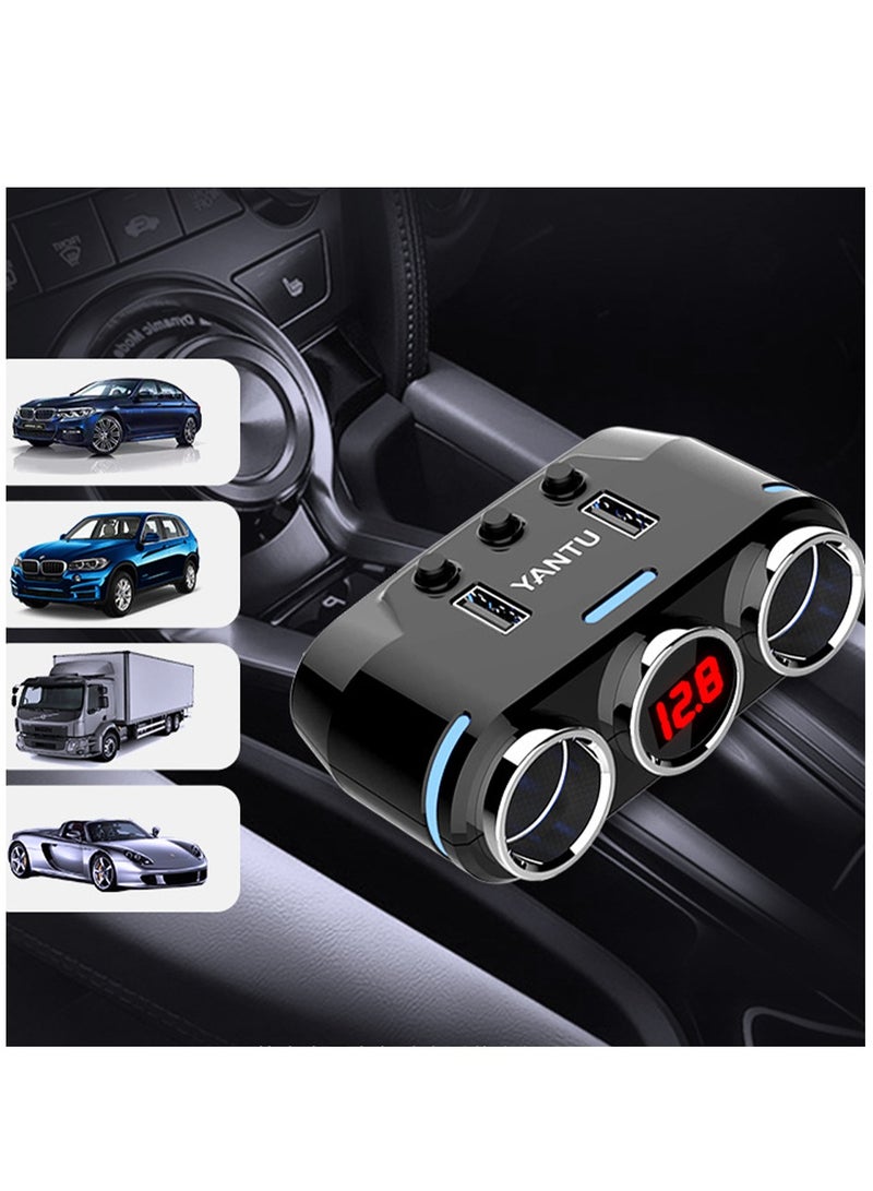 Yantu Cigarette Lighter Adapter, Car Cigarette Lighter USB charge with USB Socket USB Adapter Car charge Multi Socket Extension with Double/Dual Plug/Port & Extension for all Car Devices  - Image 3