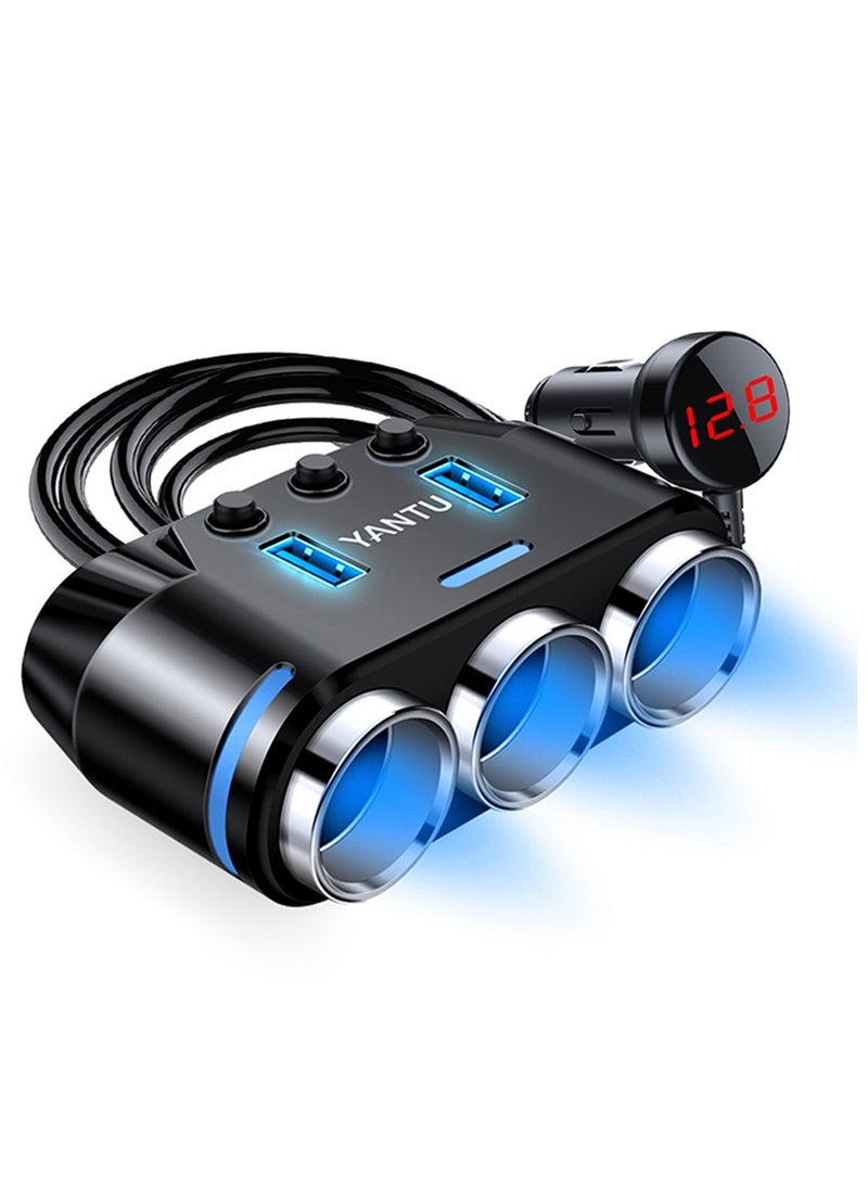 Yantu Cigarette Lighter Adapter, Car Cigarette Lighter USB charge with USB Socket USB Adapter Car charge Multi Socket Extension with Double/Dual Plug/Port & Extension for all Car Devices  - Image 1