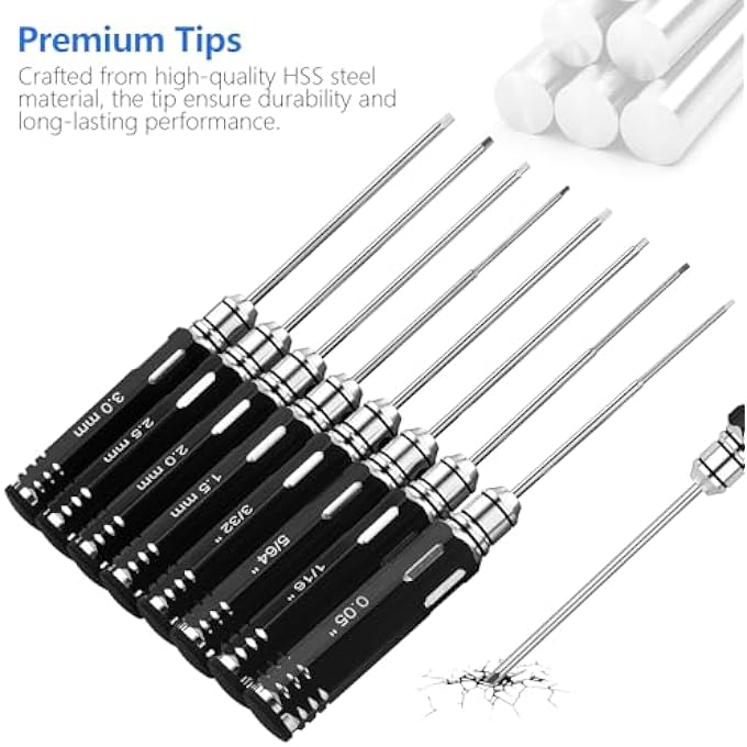 RC TOOL SET, 8 PIECES RC HEXAGONAL SCREWDRIVER SET WITH 3/23.5/64.1/16.0.05, 1.5/2.0/2.5/3.0 MM HEXAGONAL PRECISION SCREWDRIVER, SUITABLE FOR 1/10 1/12 TRAXXAS RC MODEL CAR, HELICOPTER DRONE - Image 5