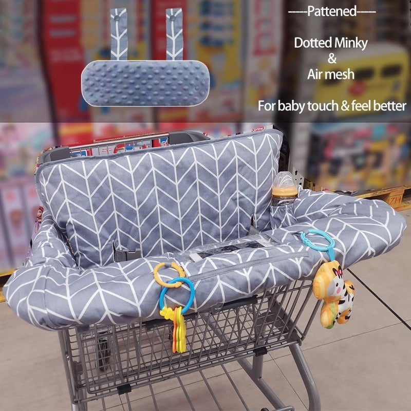 ICOPUCA Shopping Cart Cover for Baby, 2 in 1 cart Cover for Babies N high Chair Cover, Padded Grocery cart seat Cover for Baby Girl boy, with Extra Detachable Cushion, Grey; - Image 5