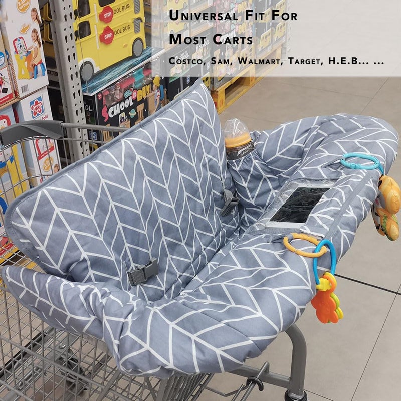 ICOPUCA Shopping Cart Cover for Baby, 2 in 1 cart Cover for Babies N high Chair Cover, Padded Grocery cart seat Cover for Baby Girl boy, with Extra Detachable Cushion, Grey; - Image 3
