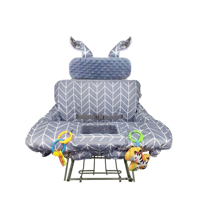 ICOPUCA Shopping Cart Cover for Baby, 2 in 1 cart Cover for Babies N high Chair Cover, Padded Grocery cart seat Cover for Baby Girl boy, with Extra Detachable Cushion, Grey; - Image 1
