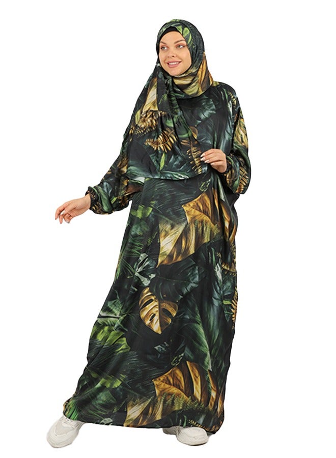 Zmurud Practical Printed silky satin prayer dress with headscarf from zmurud fashion  - Image 3