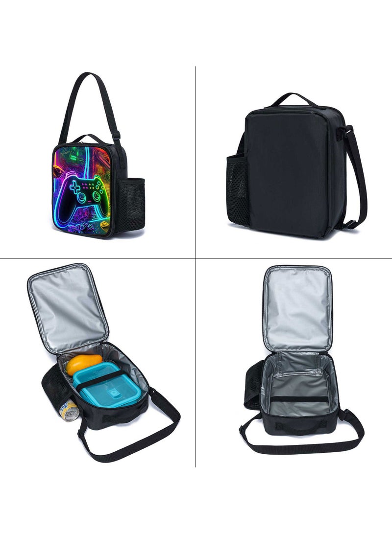SKT Shiketro 3D Printed Game Console Controller Pattern School Bag Cartoon Cute Student Backpack 44*28*13CM+ Lunch Bag 20*20*12.5CM+ Pen Bag 22*11*5CM Three-piece Set - Image 4