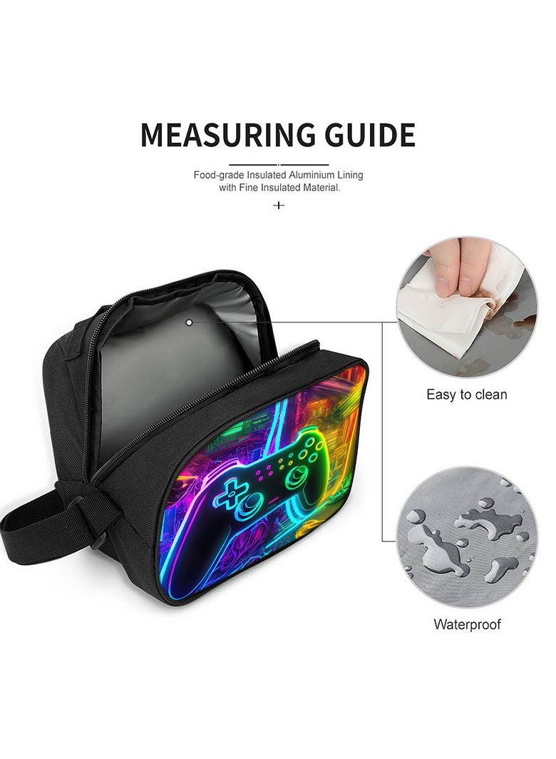 SKT Shiketro 3D Printed Game Console Controller Pattern School Bag Cartoon Cute Student Backpack 44*28*13CM+ Lunch Bag 20*20*12.5CM+ Pen Bag 22*11*5CM Three-piece Set - Image 3