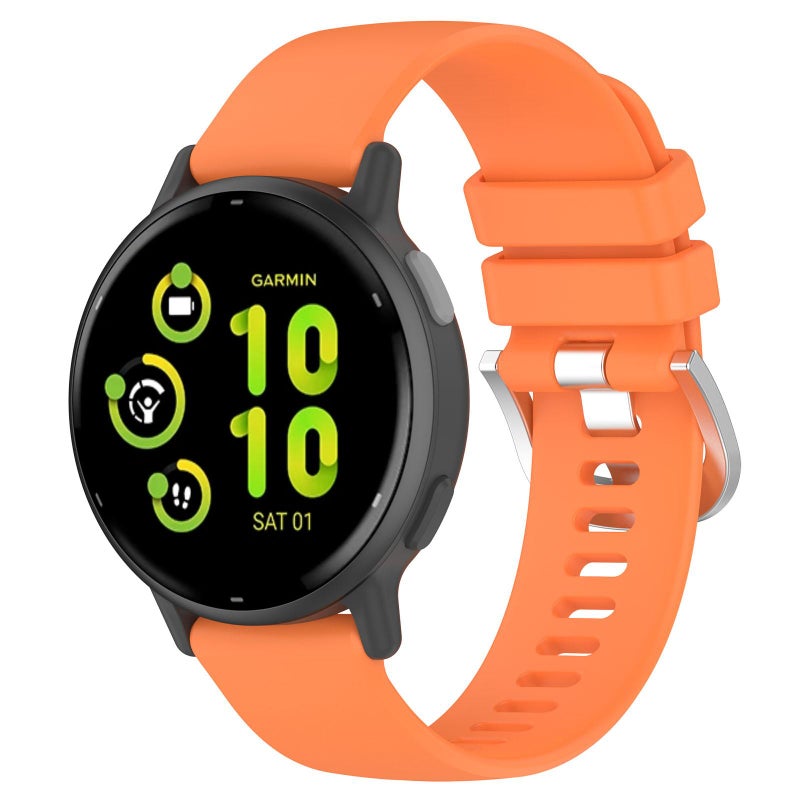 S-TOP For Garmin Venu 4 41mm Liquid Glossy Silver Buckle Silicone Watch Band(Orange) - Image 1