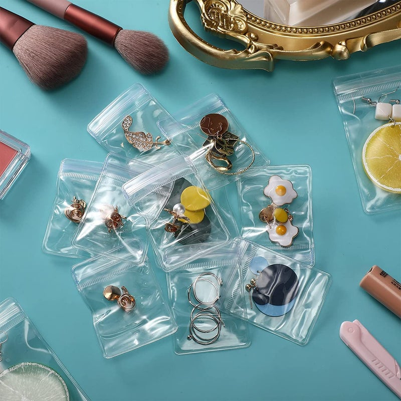 GSXRB PVC Clear Jewelry Anti Oxidation Zipper Bag Antitarnish Plastic Bags for Packaging Jewelry Rings Earrings Transparent Poly Pouchï¼ˆ100pcs 2.75 * 4 INï¼‰ - Image 5