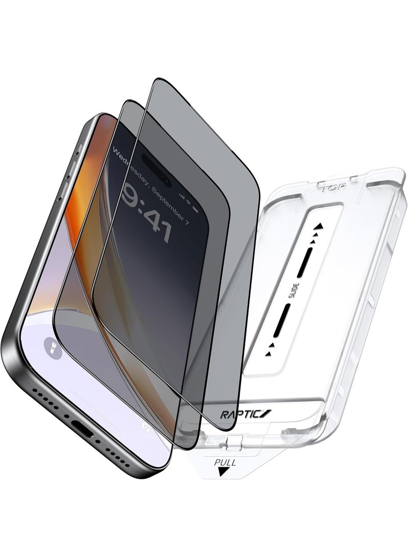 RAPTIC زجاج الهواء [خصوصية HD عبوة 2] واقي شاشة كامل التغطية لجهاز iPhone 17 PRO / 17 زجاج مقسى مع صينية تركيب سهلة - خصوصية - Image 1
