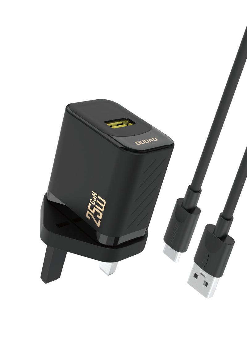 DUDAO A27STUK-B 25W USB A TO TYPEC HOME CHARGER 1.2M - Image 3