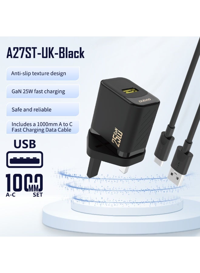 DUDAO A27STUK-B 25W USB A TO TYPEC HOME CHARGER 1.2M - Image 2