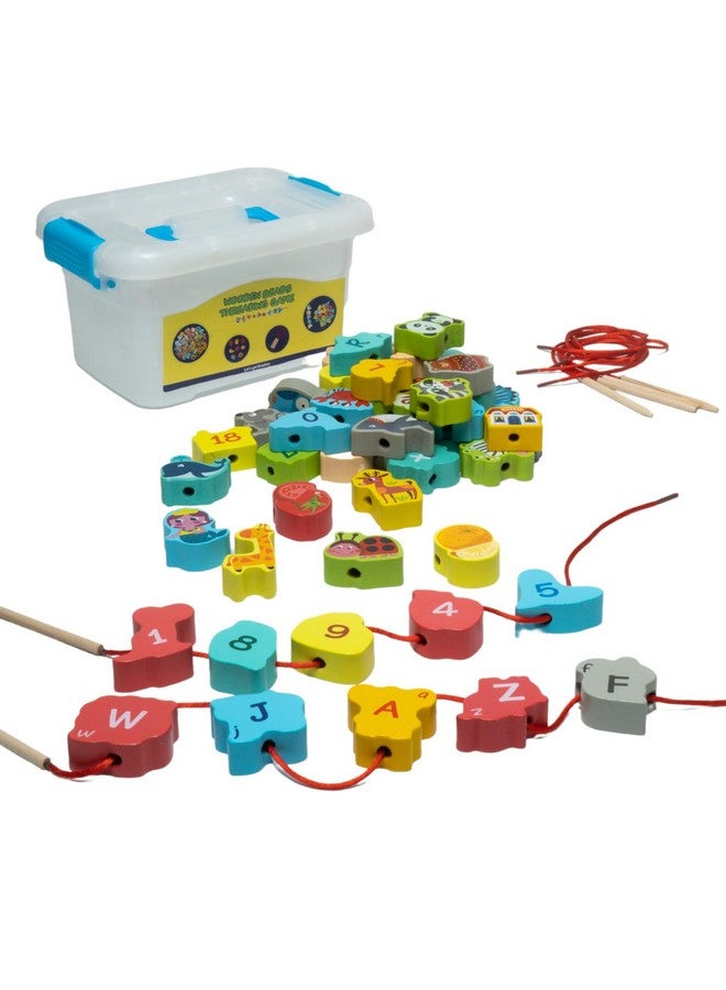 Cubelelo Wooden Beads Threading Lacing Game | DIY Lace & String Beading Kit | Multicolor Beads Rope Sewing Toy for Children Kids Boys Girls | Develops Creativity & Imagination - Image 1