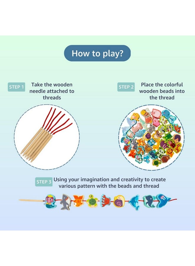 Cubelelo Wooden Beads Threading Lacing Game | DIY Lace & String Beading Kit | Multicolor Beads Rope Sewing Toy for Children Kids Boys Girls | Develops Creativity & Imagination - Image 4
