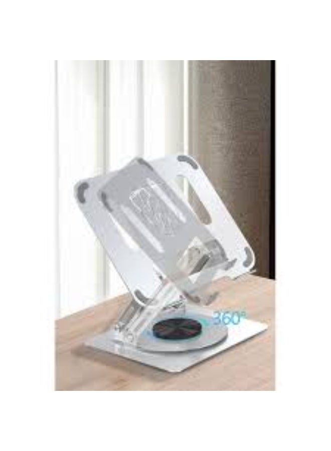 EH257 360° Rotatable Laptop Stand for Desk – Adjustable Carbon Steel Notebook Riser with Porous Heat Dissipation & Arbitrary Angle Adjustment – Ergonomic Laptop Holder for 11” to 17.3” Devices – Anti-Slip, Heavy-Duty Design with Durable Silver Finish - Image 2