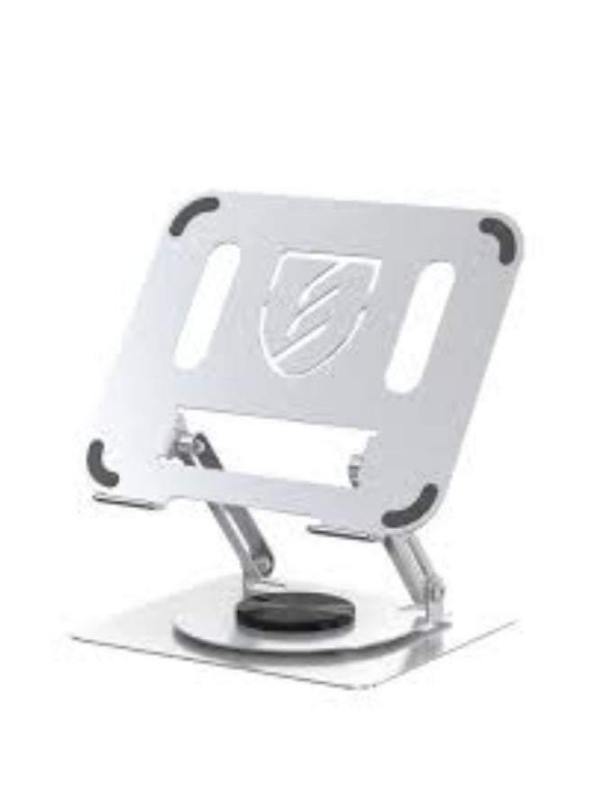 EH257 360° Rotatable Laptop Stand for Desk – Adjustable Carbon Steel Notebook Riser with Porous Heat Dissipation & Arbitrary Angle Adjustment – Ergonomic Laptop Holder for 11” to 17.3” Devices – Anti-Slip, Heavy-Duty Design with Durable Silver Finish - Image 1