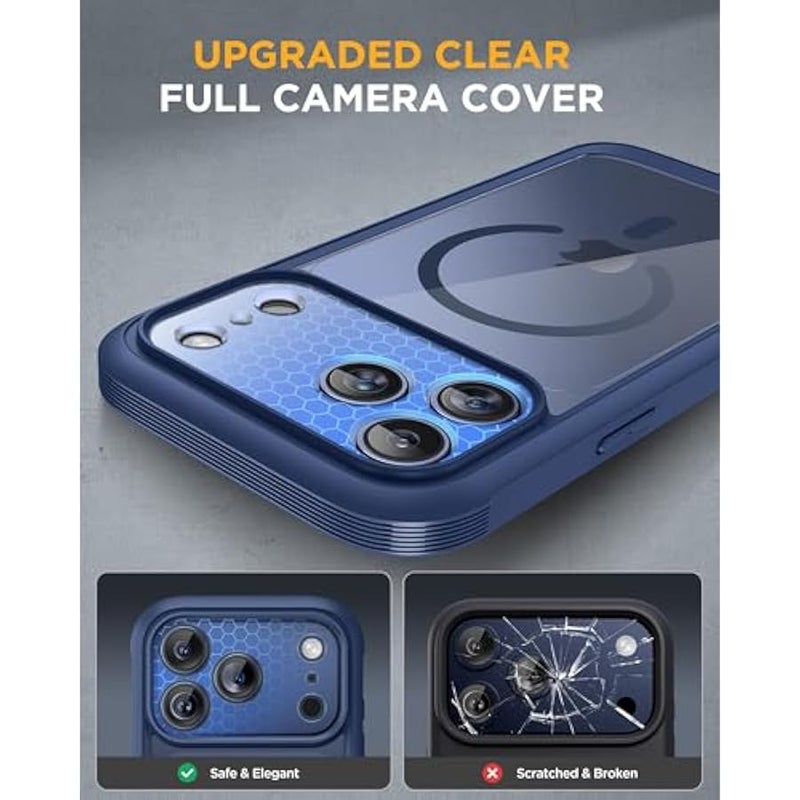 for iPhone 17 Pro Max Case 6.9 Full-Body Phone Case with Built-in Glass Screen Protector& Full Camera Protector,【Magnetic with MagSafe】 Drop Proof 17 ProMax Cover, Blue - Image 3