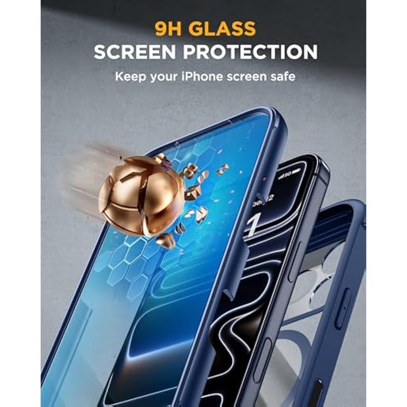 for iPhone 17 Pro Max Case 6.9 Full-Body Phone Case with Built-in Glass Screen Protector& Full Camera Protector,【Magnetic with MagSafe】 Drop Proof 17 ProMax Cover, Blue - Image 4