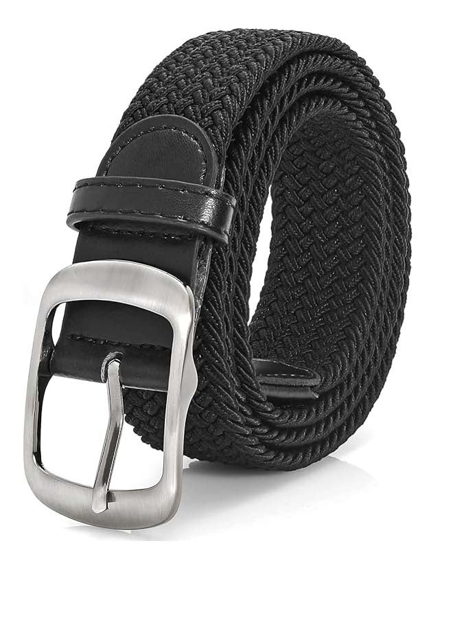 Unisex Woven Elastic Belt, Multi-Color Woven Golf Belt, Elastic Denim Belt (Black). - Image 1