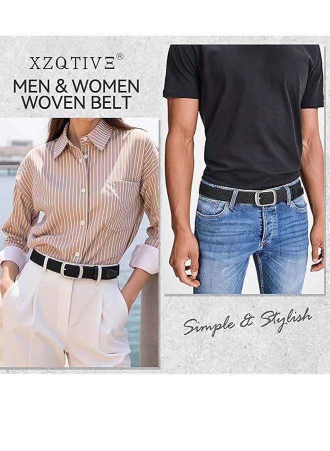 Unisex Woven Elastic Belt, Multi-Color Woven Golf Belt, Elastic Denim Belt (Black). - Image 3