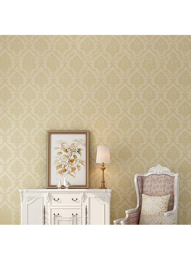 Wolpin Wall Stickers Wallpaper Floral Damask (45 cm x 10 m) Pattern Embossed Beige Flowers Living Room Stylish Decoration Self Adhesive, Beige - Image 3