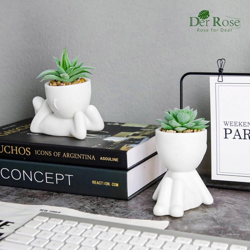 Der Rose 2 Pack Fake Plants Succulents Plants Artificial for Living Room Home Bathroom Office Decor - Image 4