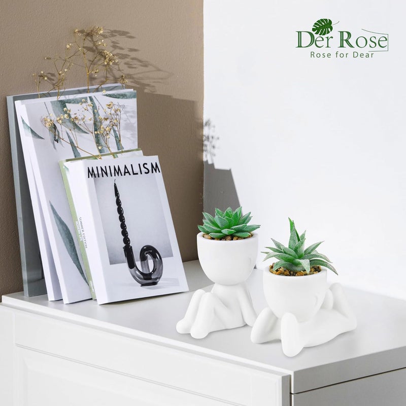 Der Rose 2 Pack Fake Plants Succulents Plants Artificial for Living Room Home Bathroom Office Decor - Image 2