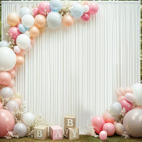 NSSONBEN 30×14ft Wrinkle Free Ivory Backdrop Curtain, Soft Silky Easy to Drape Cream Wedding Drapes for Backdrop, 6 Panels 5×14ft Photo Backdrop Curtains for Parties Birthday Photography Background Cloth - Image 5