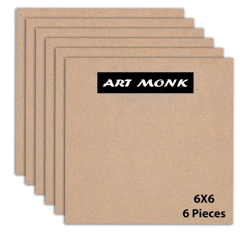 Generic Art Monk MDF Boards for Art and Craft Wood MDF Sheets for Craft Work DIY MDF Cutouts 6X6 Inch 6 Pcs  - Image 1