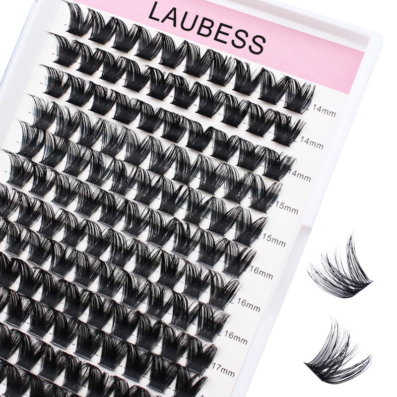 LAUBESS Individual Lashes 14-18mm 120pcs Cluster Lashes Mixed Tray Volume Eyelash Clusters DIY Lash Extension Kit Soft Lash Clusters Fluffy Mink Cluster Eyelash Extensions (02-0.07D, 14-18mm) - Image 1