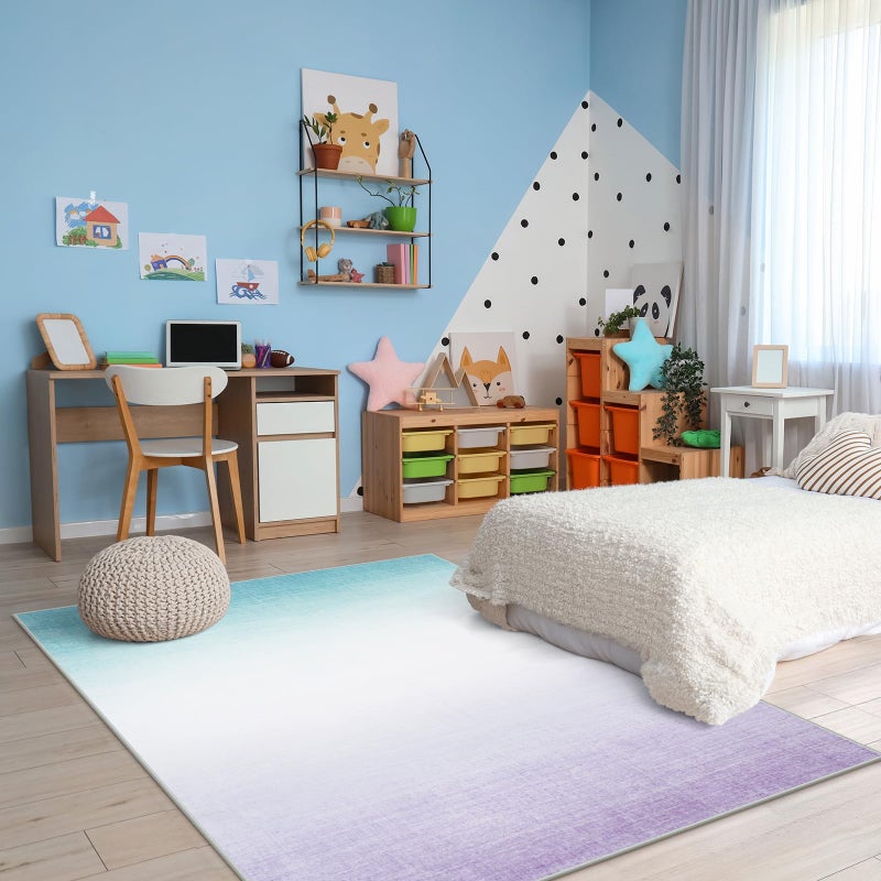 LIVEBOX Machine Washable 5x7 Area Rugs for Living Room Ombre, Non Slip Purple Soft Low Pile Abstract Modern Cute Girls Rugs for Bedroom Indoor, Large Carpet Playroom Nusrery Kids Dining Office Room Rugs - Image 2