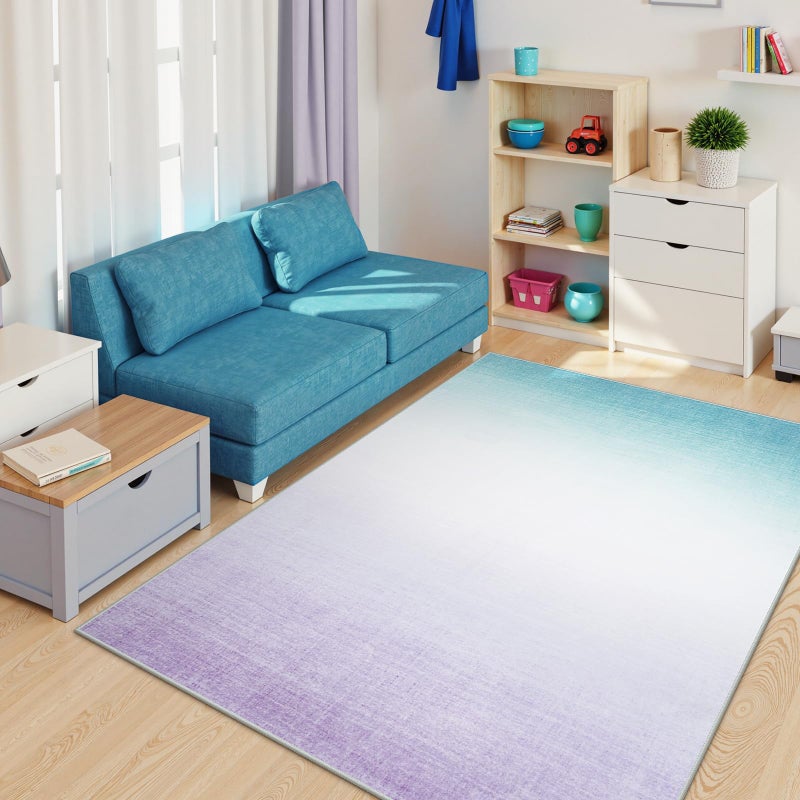 LIVEBOX Machine Washable 5x7 Area Rugs for Living Room Ombre, Non Slip Purple Soft Low Pile Abstract Modern Cute Girls Rugs for Bedroom Indoor, Large Carpet Playroom Nusrery Kids Dining Office Room Rugs - Image 1