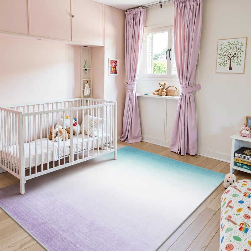 LIVEBOX Machine Washable 5x7 Area Rugs for Living Room Ombre, Non Slip Purple Soft Low Pile Abstract Modern Cute Girls Rugs for Bedroom Indoor, Large Carpet Playroom Nusrery Kids Dining Office Room Rugs - Image 4