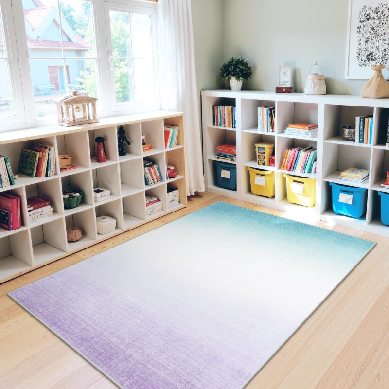 LIVEBOX Machine Washable 5x7 Area Rugs for Living Room Ombre, Non Slip Purple Soft Low Pile Abstract Modern Cute Girls Rugs for Bedroom Indoor, Large Carpet Playroom Nusrery Kids Dining Office Room Rugs - Image 5