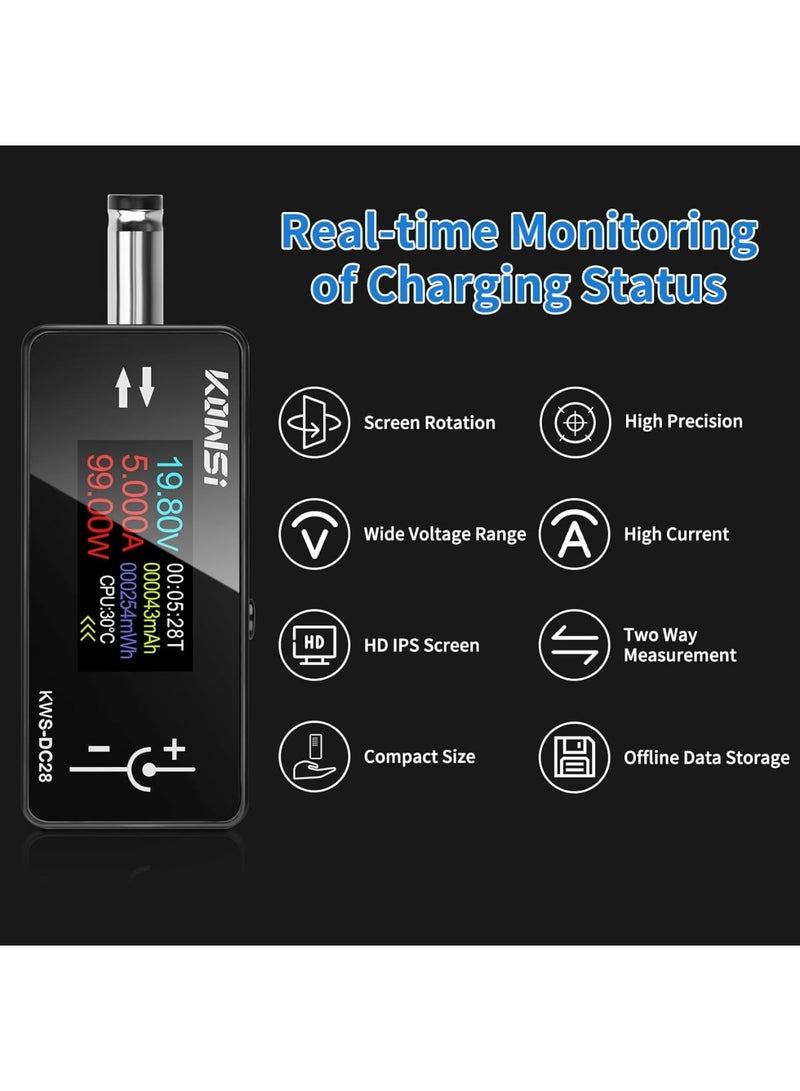 Barakah DC Voltage Current Tester, MakerHawk Digital Ammeter Voltmeter for 4-30V 0-12A Two-Way Measurement, Measures Voltage Current Capacity, Compatible with DC 5.5x2.5/2.1 Port Devices, Compact and Accurate - Image 3