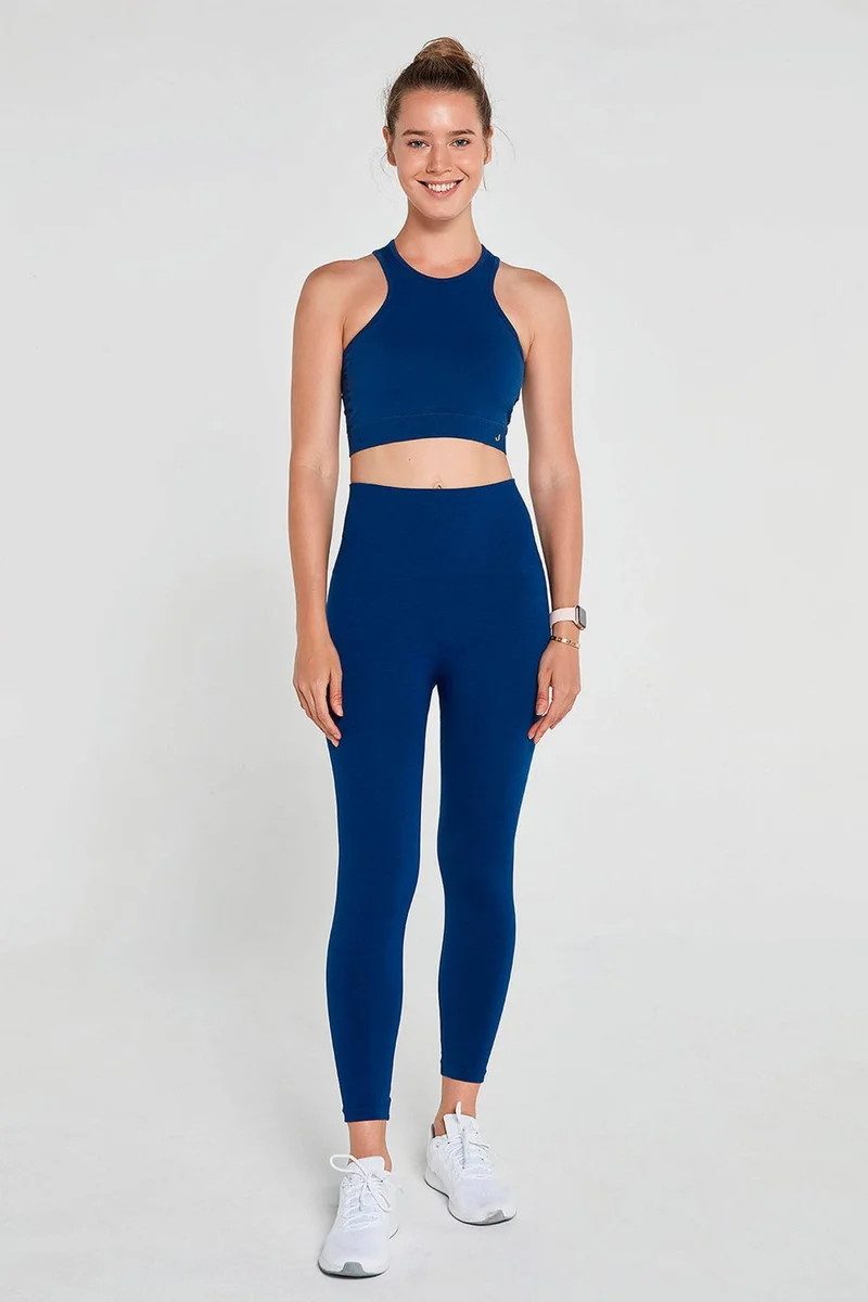 Jerf Palmi Melange Patterned High Waist Tights Navy Blue