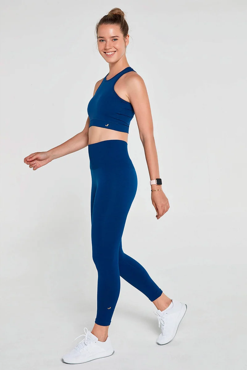 Jerf Palmi Melange Patterned High Waist Tights Navy Blue