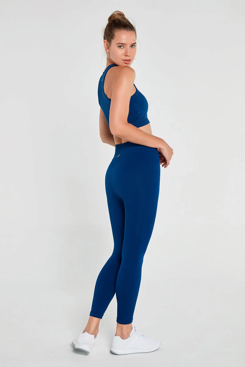 Jerf Palmi Melange Patterned High Waist Tights Navy Blue