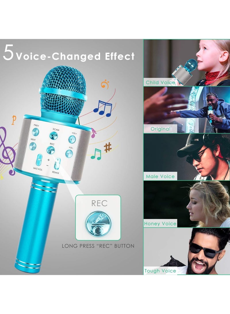 Lukadah Kids Microphone for Singing, Wireless Bluetooth Karaoke Microphone for Adults, Portable Handheld Karaoke Machine, Toys for Boys and Girls Gift for Birthday Party | Blue - Image 5