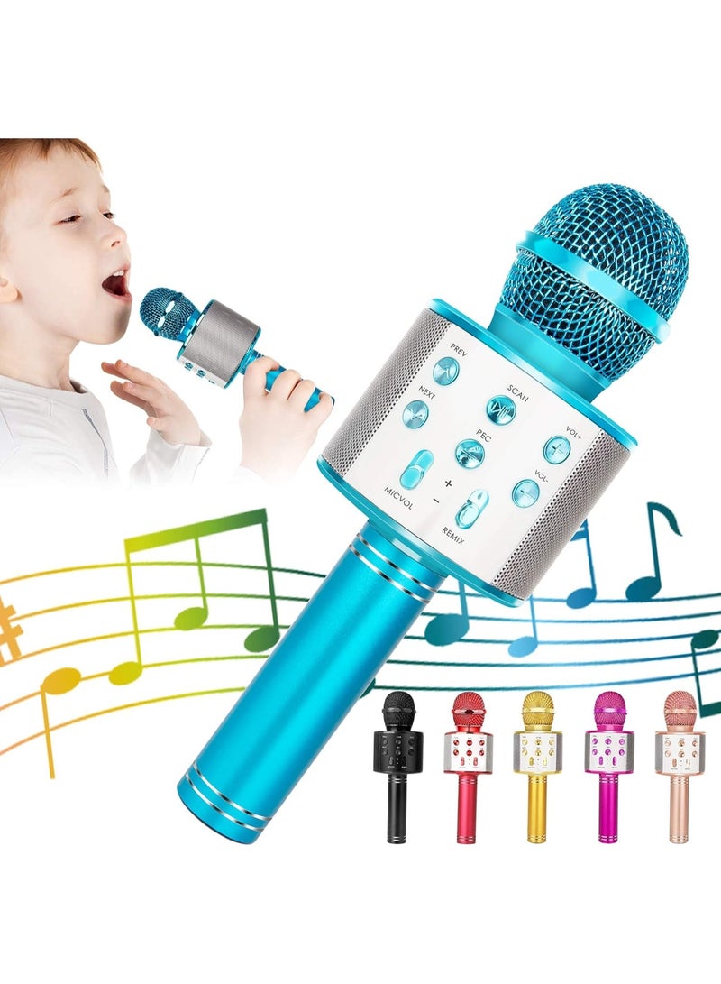 Lukadah Kids Microphone for Singing, Wireless Bluetooth Karaoke Microphone for Adults, Portable Handheld Karaoke Machine, Toys for Boys and Girls Gift for Birthday Party | Blue - Image 1