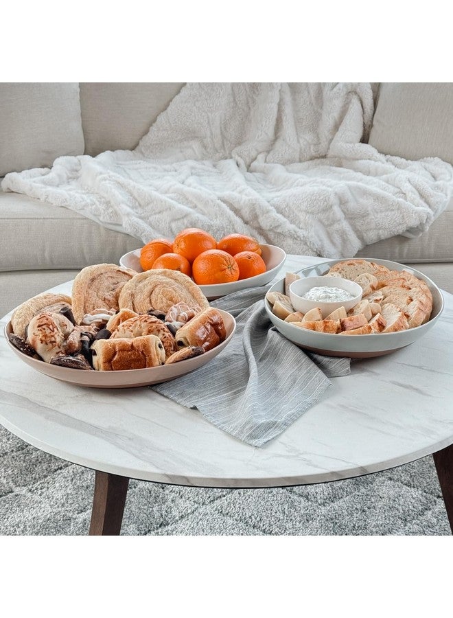 Mora Ceramic Large Serving Bowls- Set of 2 Oval Platters for Entertaining. Modern Kitchen Dishes for Dinner, Fruit, Salad, Turkey, etc. Oven, Dishwasher Safe, 55/35 oz, 13.5" / 11.8" - Earl Grey - Image 5