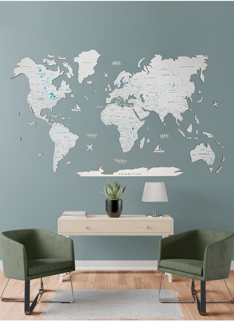 Wooden World Map - White Edition: Handcrafted Luxury Wall Art for Home Decor, Featuring Detailed Country Borders and Natural Wood Beauty - pzsku/Z30DD0A67964A8CB6FABCZ/45/_/1717662573/182205d9-a1de-4f1a-9583-db90bca8a295