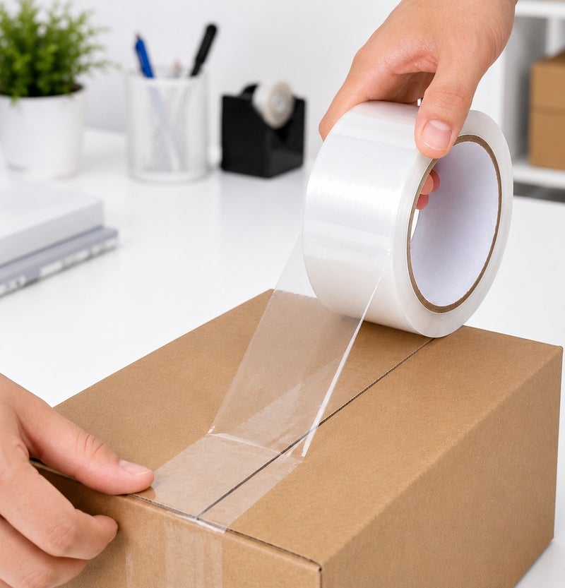 HarabiMed Clear Packing Tape 70 Yards 1 Roll 48mm Strong Transparent Adhesive Sealing Tape for Carton Boxes & Shipping. White - Image 5